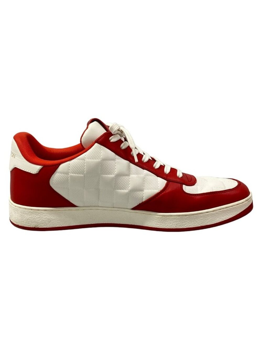 Louis Vuitton Sneakers 7.5 Rivoli Red White 7 Half Line Damier Leather - Picture 2 of 10